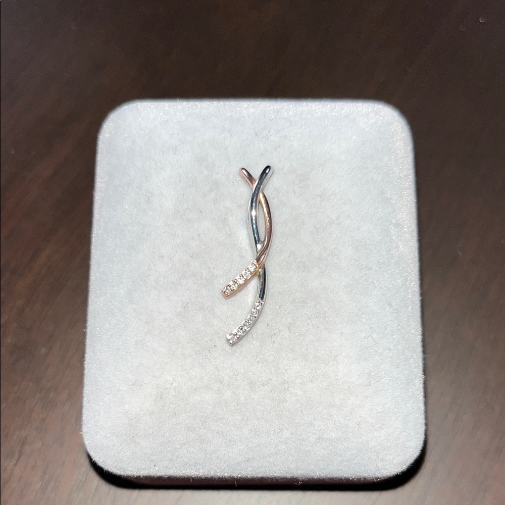 10k white and rose gold diamond Twist Pendant